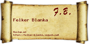 Felker Blanka névjegykártya